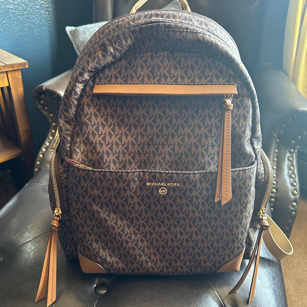 Michael Kors - Prescott Large Signature Logo Print Woven Backpack